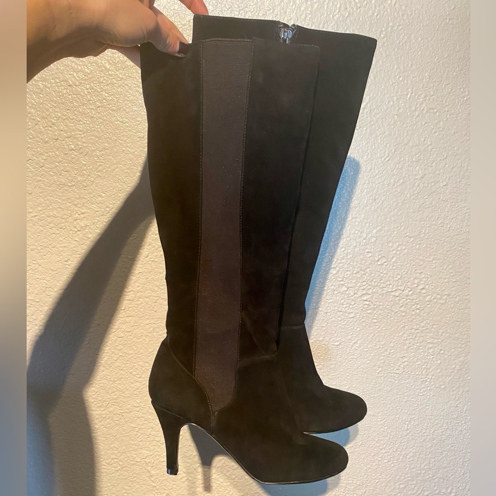 Adrienne Vittadini Suede Heeled Boots